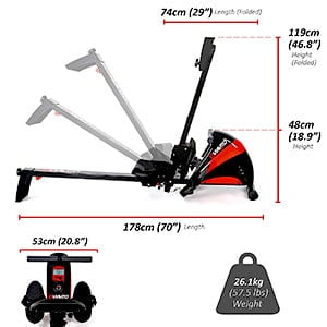 Viavito Sumi Folding Rowing Machine measurements