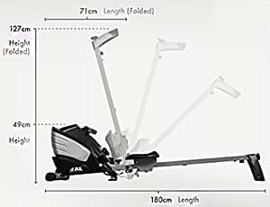 JLL R200 Rower full length to folded measurements