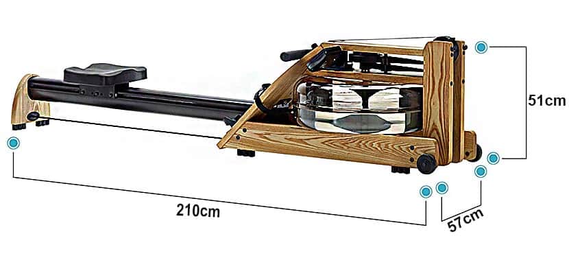 A1 WaterRower Rowing machine Full view and its measurements