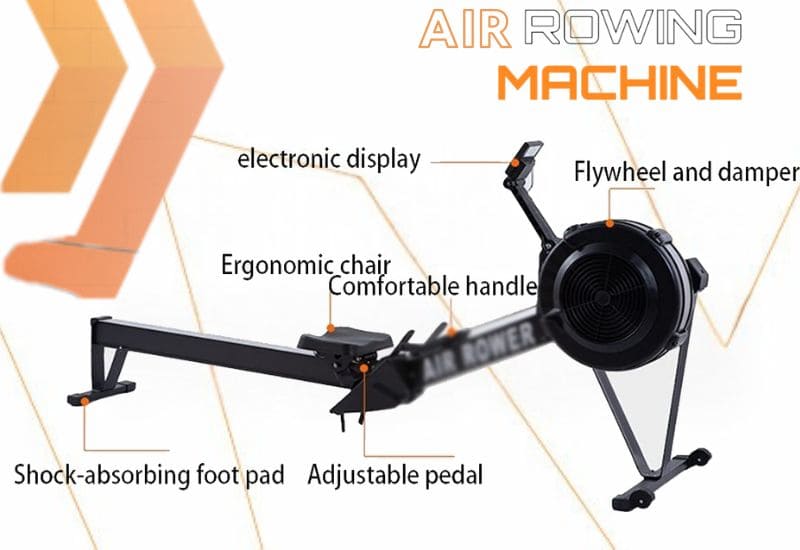 Air Rower Rowing Machine Main Parts Labelled