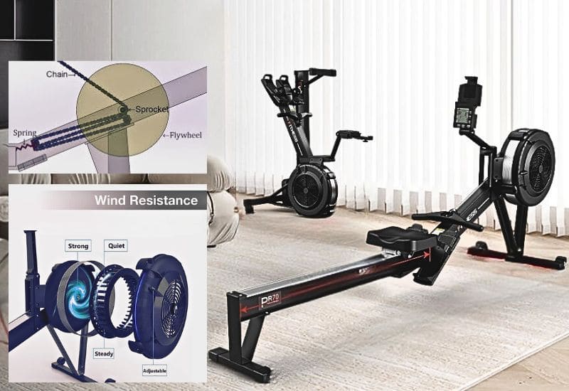 Air Rowing Machine and Flywheel Components