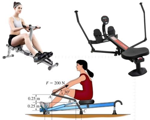 Working out with a Hydraulic Rower and a full view of the Rower